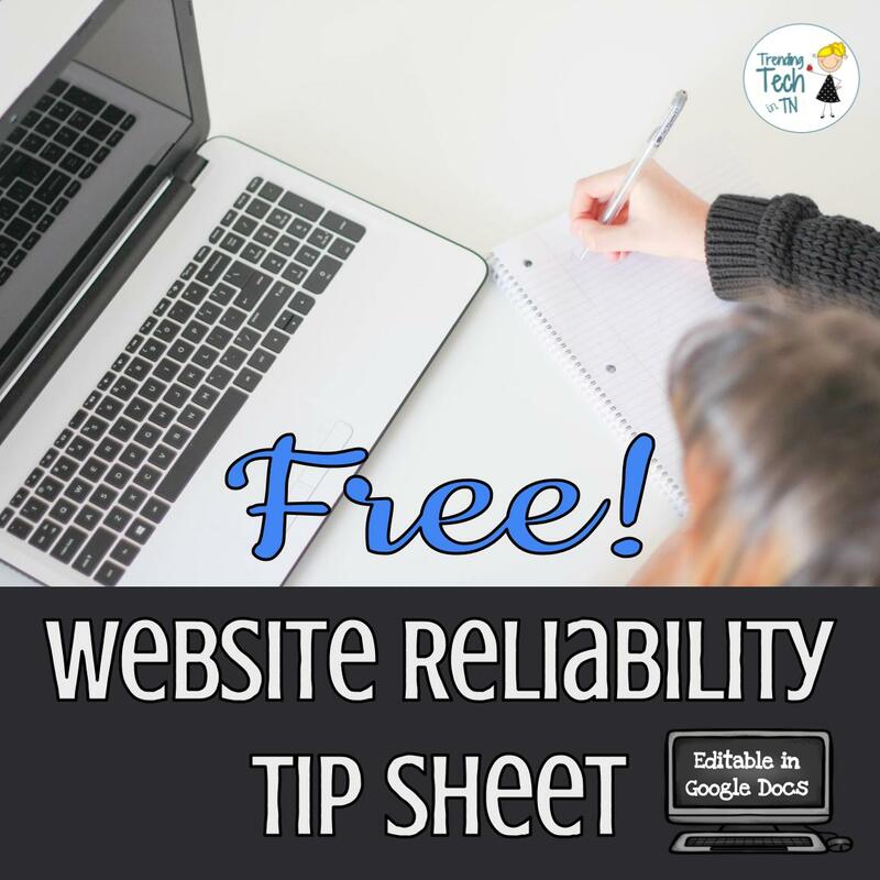Website reliability tip sheet for students - editable in Google Docs! #freebie #gafe #edtech #researchtips #iteach6th #teachers 