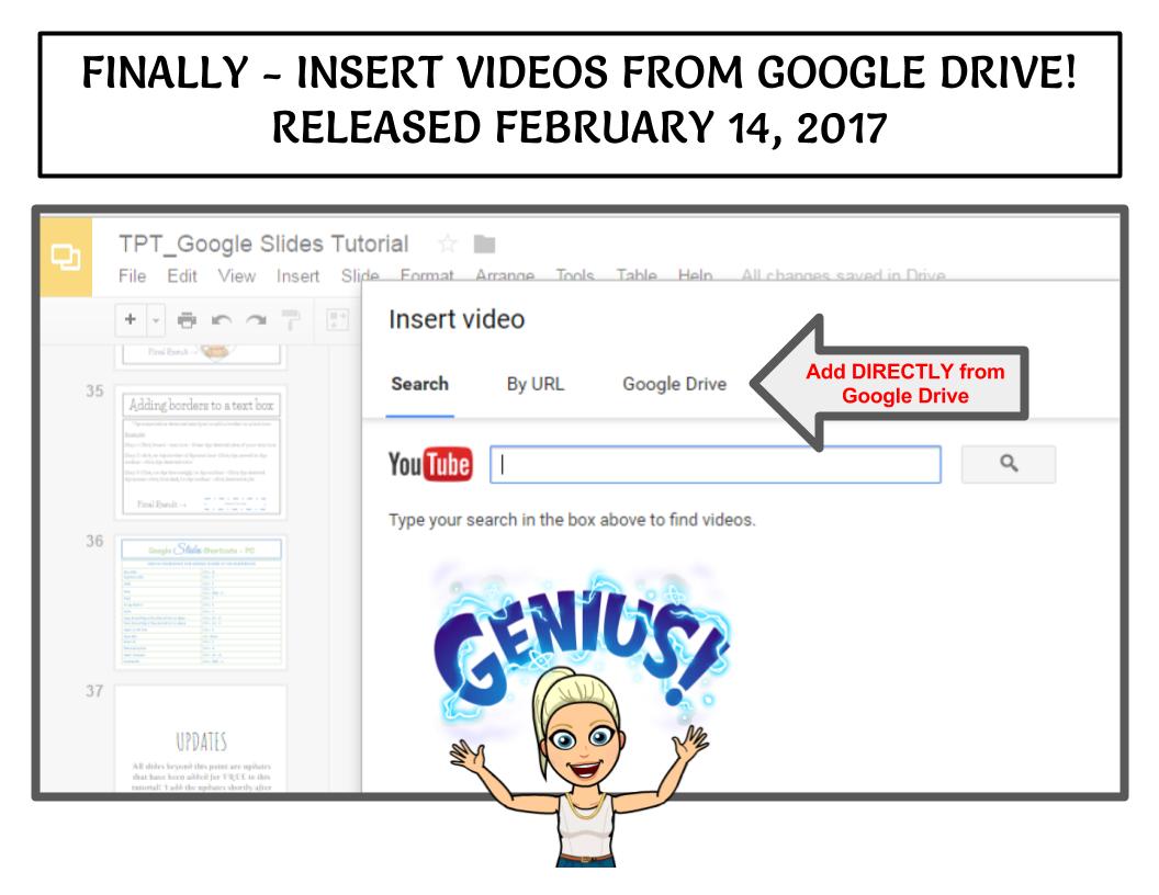 Inserting videos in a Google Slide directly from Google Drive!